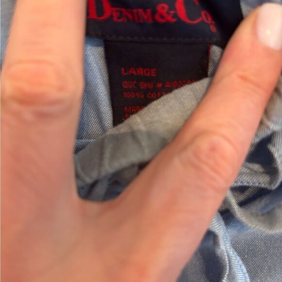 Denim&Co Blue Midi Chambray Skirt with Ruffle Hem size L - Picture 4 of 4